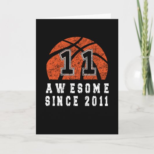 Carte 11E Anniversaire Né En 2011 Basketball Boy 11 An (Devant)