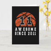 Carte 11E Anniversaire Né En 2011 Basketball Boy 11 An (Fleur jaune)