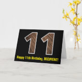 Carte 11e anniversaire : Nom + Faux Motif de grains de b (Fleur jaune)