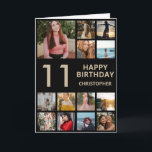 Carte 11e anniversaire Photo Collage 13 Photos Black & G<br><div class="desc">11e Joyeux Anniversaire Photo Collage 13 Photos Carte d'Anniversaire Noir et Or pour n'importe quel âge. 1er 13ème 15ème 16ème 18ème 20ème 21ème 30ème 40ème 50ème 60ème 70ème 80ème 90ème 100ème, tout âge. Pour plus de personnalisation, cliquez sur le bouton "Customiser" et utilisez notre outil de conception pour modifier ce...</div>