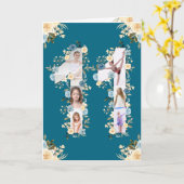 Carte 11e anniversaire Photo Collage Fleur Jaune Turquoi (Fleur jaune)