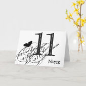 Carte 11e anniversaire pour une nièce, papillon noir, te (Fleur jaune)