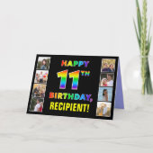 Carte 11e anniversaire : Rainbow Text, Custom Photos & N (Devant)