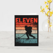 Carte 11e Anniversaire Rétro Hockey sur glace 11 ans Gar (Fleur jaune)