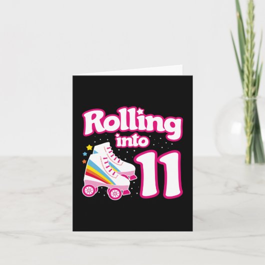Carte 11e anniversaire Roller Patinage 11 ans (Devant)