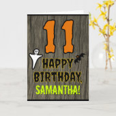 Carte 11e anniversaire : Thème d'Halloween Éffrayant, No (Fleur jaune)