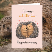 Carte 11th anniversary Hedgehogs cuddling