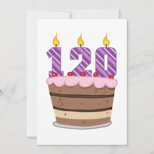 Carte 120 ans sur le gâteau d'anniversaire