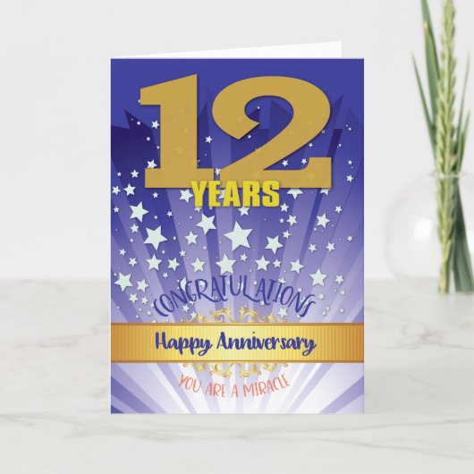 Carte 12 ans de récupération Anniversaire Bold Numéros (Devant)
