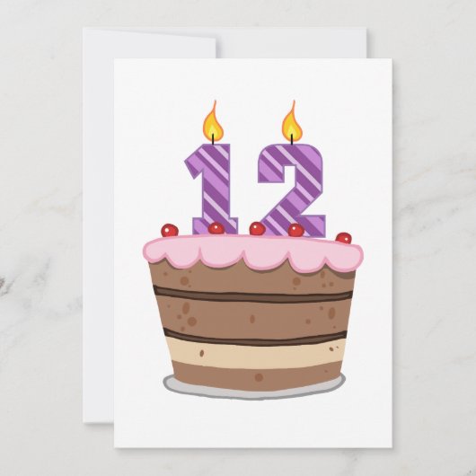 Carte 12 ans sur le gâteau d'anniversaire (Devant)