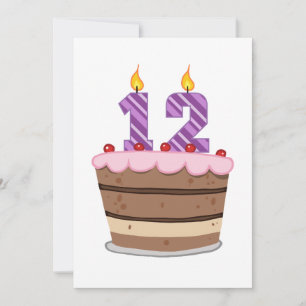 Carte 12 ans sur le gâteau d'anniversaire