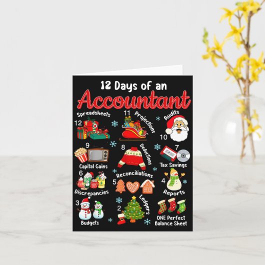 Carte 12 Days Of Accountant Christmas Accounting Major M (Fleur jaune)