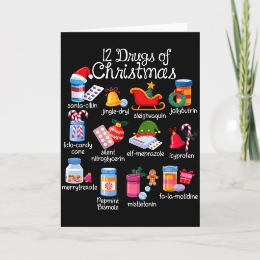 Carte 12 Drugs Of Christmas Pharmacist Technician Pharma (Devant)