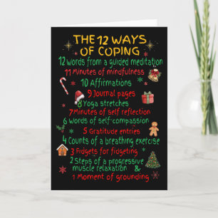 Carte 12 façons de faire face à Noël drôle santé mentale