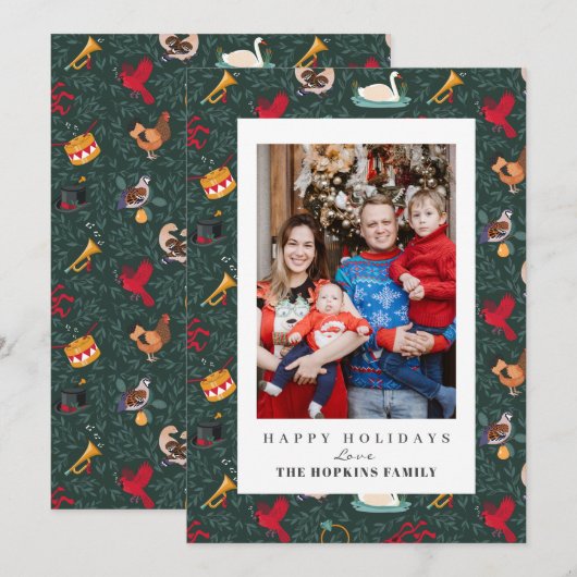 Carte 12 Jours de Noël Maison de vacances Famille Photo (Devant / Derrière)