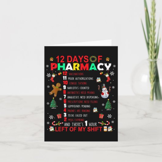 Carte 12 Jours De Pharmacie Funny Christmas Pharmacist T (Devant)