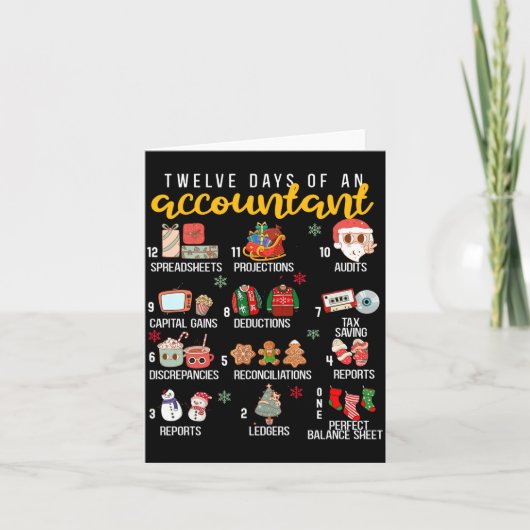 Carte 12 Jours D'un Comptable, Fête De Noël, Tshirt Drôl (Devant)