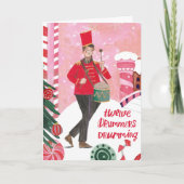 Carte 12 jours mignons de Noël douze tambours Drumming (Devant)