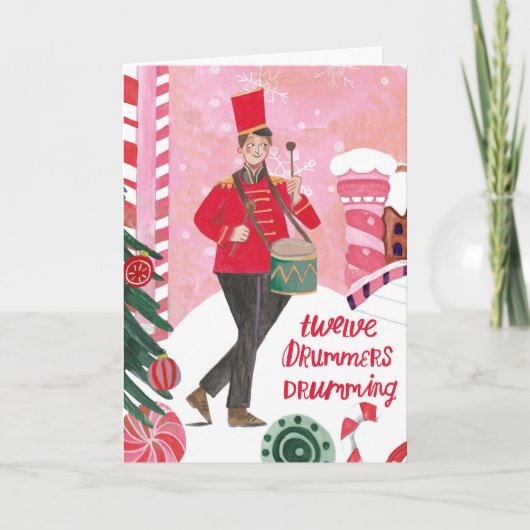 Carte 12 jours mignons de Noël douze tambours Drumming (Devant)
