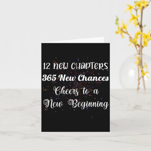 Carte 12 New Chapters 365 New Chances Cheers To New Begi (Fleur jaune)