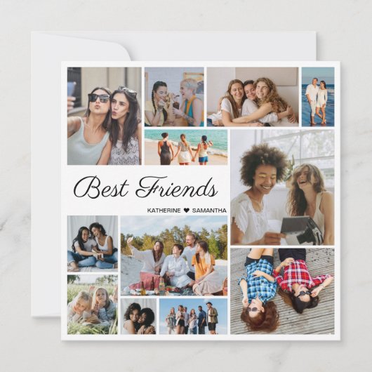 Carte 12 Photo Collage Meilleurs Amis Forever Flat Card (Devant)