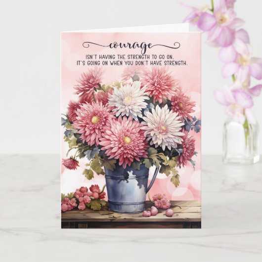 Carte 12 Step Encouragement Pink Chrysanthemums (Orchidée)