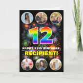 Carte 12e anniversaire : Arc en ciel amusant #, Nom pers (Devant)
