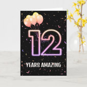 Carte 12e anniversaire Ballons et Confetti (Fleur jaune)