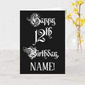 Carte 12e anniversaire : Fancy, Elegant Script + Nom per (Fleur jaune)