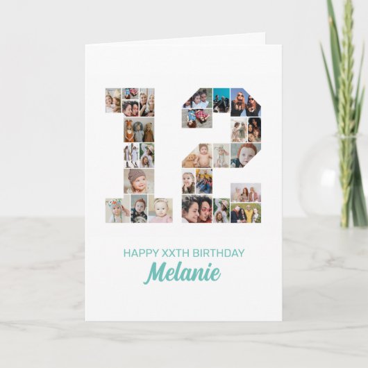 Carte 12e anniversaire numéro 12 photo Collage personnal (Devant)