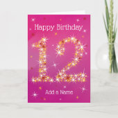 Carte 12e anniversaire - Numéro d'étoile - rose/pourpre  (Devant)