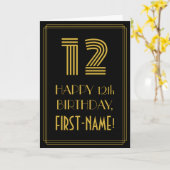 Carte 12e anniversaire : Représentation Art déco "12" et (Fleur jaune)