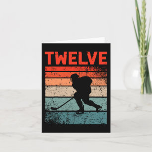Carte 12e anniversaire Retro Hockey sur glace 12 ans Boy