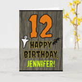 Carte 12e anniversaire : Thème d'Halloween Éffrayant, No (Fleur jaune)