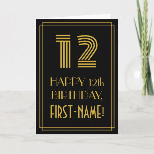 Carte 12th Birthday: Art Deco Inspired Look "12" & Name