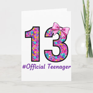 Carte 13 Ans Coquette Bow Officiel Adolescente 13ème Bi