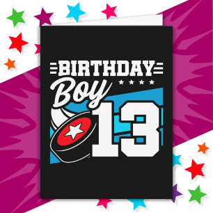 Carte 13 ans de la partie de hockey thème 13e anniversai