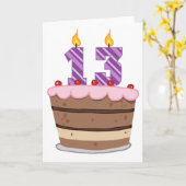 Carte 13 ans sur le gâteau d'anniversaire (Fleur jaune)