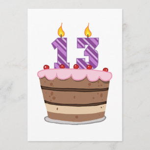 Carte 13 ans sur le gâteau d'anniversaire