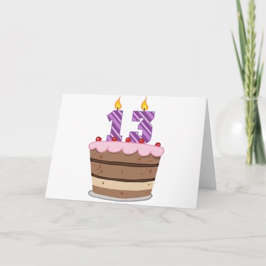 Carte 13 ans sur le gâteau d'anniversaire (Devant)