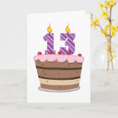 Carte 13 ans sur le gâteau d'anniversaire (Fleur jaune)