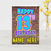 Carte 13e anniversaire - Amusant, Graffiti urbain inspir (Fleur jaune)