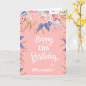 Carte 13e anniversaire Aquarelle Botanique Rose Floral (Fleur jaune)