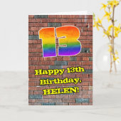 Carte 13e anniversaire : Arc-en-ciel amusant inspiré par (Fleur jaune)