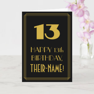 Carte 13e anniversaire - Art Déco Inspiré Look "13" & No