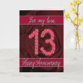 Carte 13e anniversaire avec roses et feuilles (Fleur jaune)