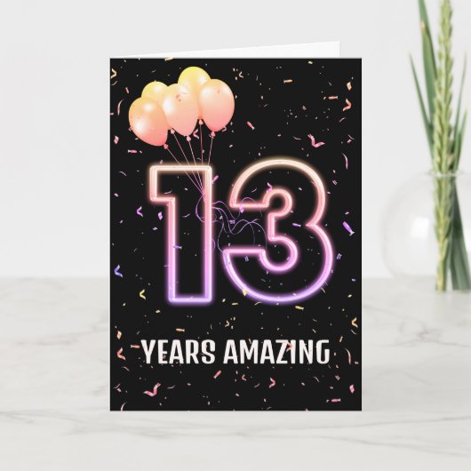 Carte 13e anniversaire Ballons et Confetti (Devant)