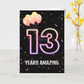 Carte 13e anniversaire Ballons et Confetti (Fleur jaune)