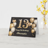 Carte 13e anniversaire Ballons noirs et or Anniversaire (Fleur jaune)