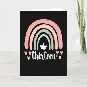 Carte 13e anniversaire Boho Rainbow Party Enfants 13 ans